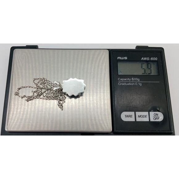 925 Sterling Silver Chrysocolla Cabochon Pendant Necklace 16” Throat Chakra - Picture 6 of 8